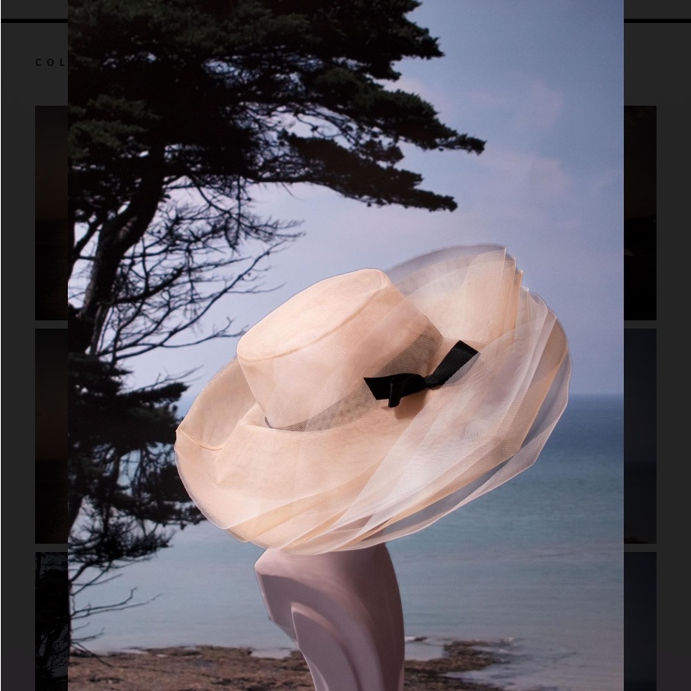 Stephen Jones Millinery “Miss Jones” Chic,Cream,Black Hat with Sculptural Design